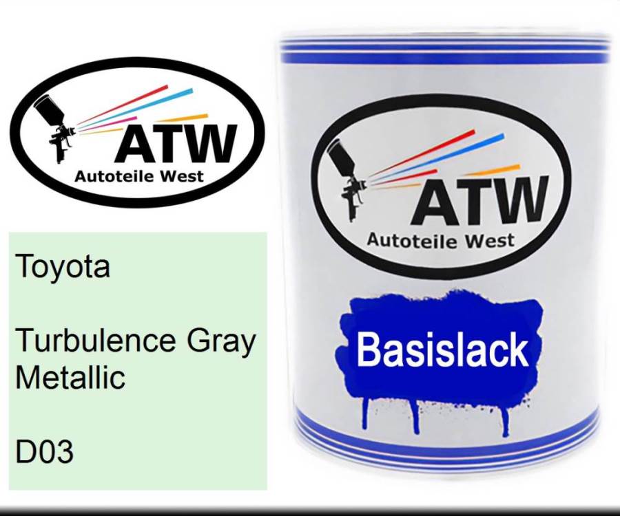 Toyota, Turbulence Gray Metallic, D03: 1L Lackdose, von ATW Autoteile West.